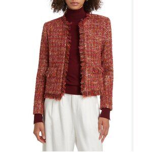 NEW L'Agence Angelina Orange Pink Multi Tweed Jacket NWT - Size 4